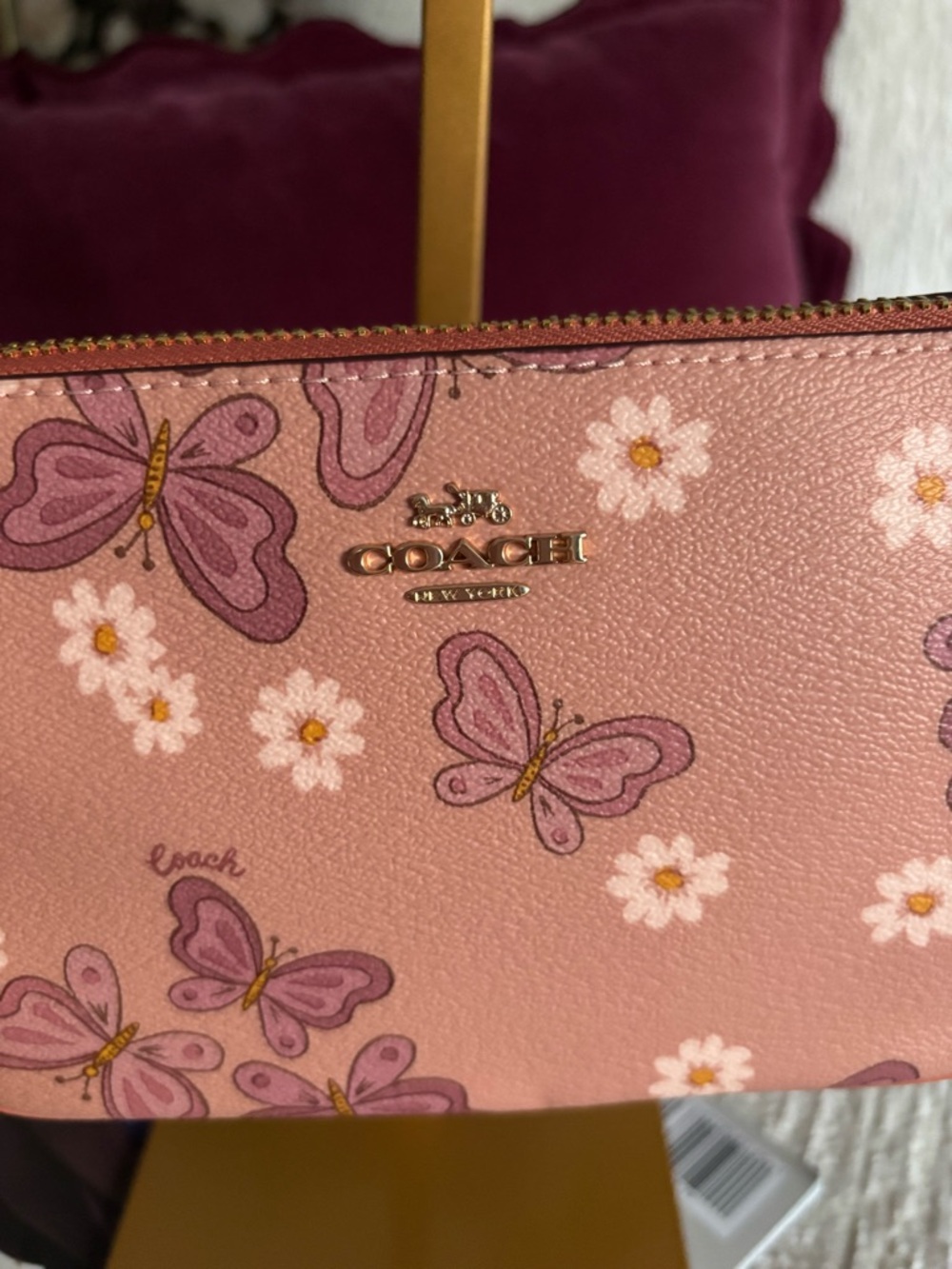 SOLD- Coach Nolita 19 Butterfly Print Shell Pink Multi Wristlet Shoulder Bag - Picture 2 of 6